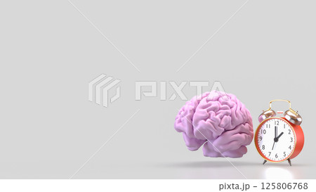 The Brain and clock for sci or health concept 3d Rendering. The Brain and clock for sci or health concept 3d Rendering. 125806768