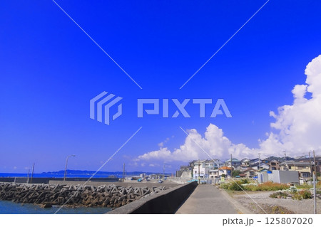 千葉県南房総市和田漁港の青い空 125807020