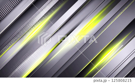 Dynamic modern technology background featuring sharp diagonal stripes in black and neon green, creating vibrant and futuristic atmosphere. design evokes sense of innovation and energy 125808215