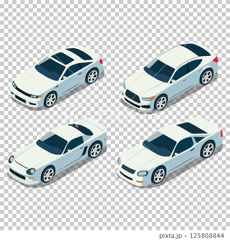 set of isometric sports car, car with sunroof vector illustration set of isometric sports car, car with sunroof vector illustration 125808844