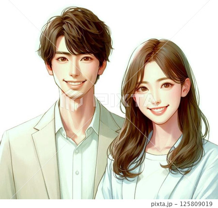 若い男女の上半身 125809019