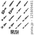 Brush Related Doodle vector icon set. Drawing sketch illustration hand drawn line eps10 125809481