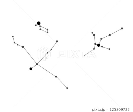 夏の大三角のシンプルなモノクロ線画イラスト（星座線のみ） 125809725