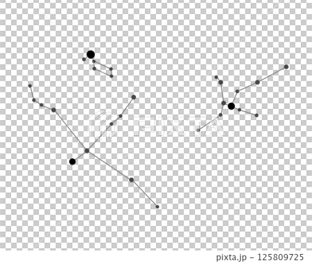 夏の大三角のシンプルなモノクロ線画イラスト（星座線のみ） 125809725