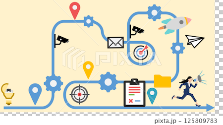 實現目標的路線圖插圖 125809783