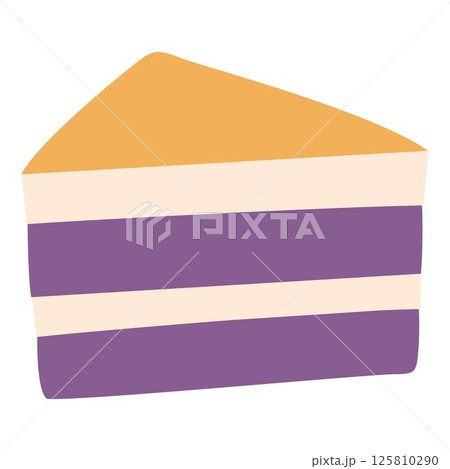 Slice Of Ube Biko Cake With Yema Topping 125810290