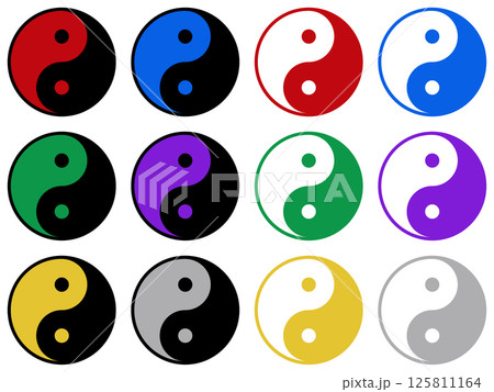 太陰太極図 カラフルアイコン2種セット 125811164