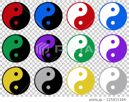 太陰太極図 カラフルアイコン2種セット 125811164