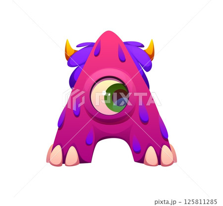 Strange monster character cartoon font letter A. Bizarre fantasy scarecrow type letter, spooky horror monster character cartoon vector kids ABC font sign. Strange bugaboo, creature typeset symbol Strange monster character cartoon font letter A. Bizarre fantasy scarecrow type letter, spooky horror monster character cartoon vector kids ABC font sign. Strange bugaboo, creature typeset symbol 125811285