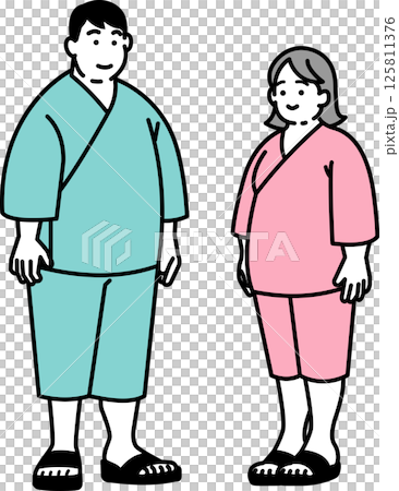 肥胖男女夫婦穿著檢查服 125811376