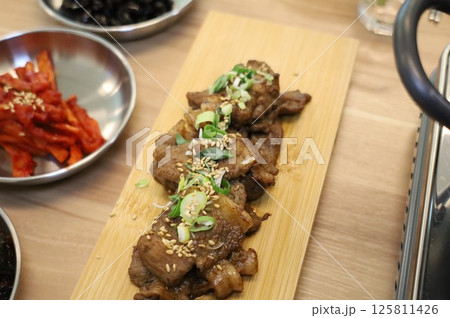 Korean meat dish. Grilled pork 125811426