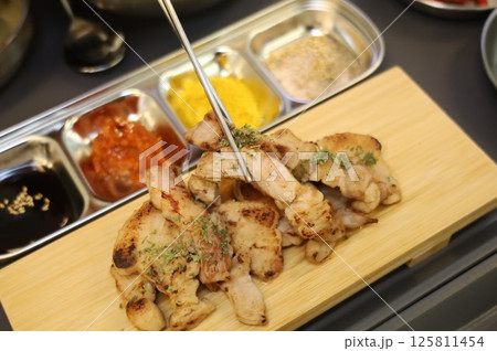 Korean meat dish. Grilled pork 125811454