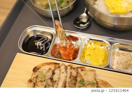 Korean meat dish. Grilled pork 125811464