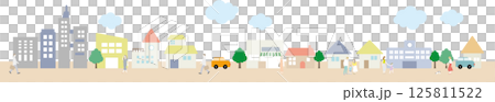 可愛い街並みと人物のイラスト 可愛い街並みと人物のイラスト 125811522