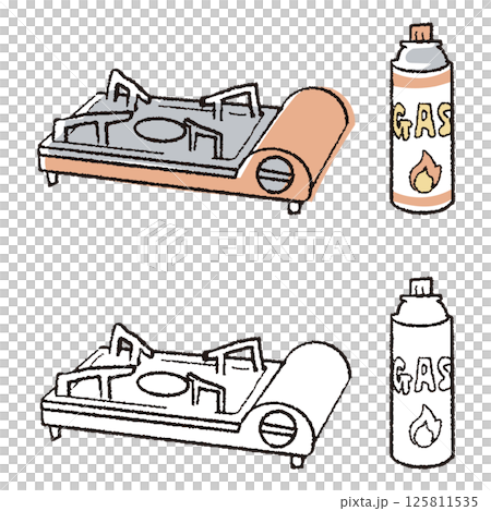 Pen-drawn portable stove 125811535