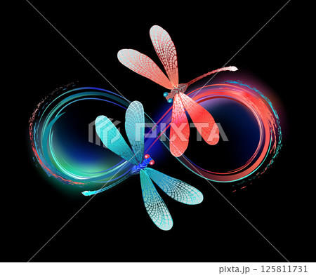 Infinity with glowing dragonflies 125811731
