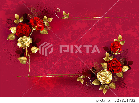 Jewelry rose corner frame 125811732