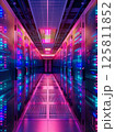 Server Room Corridor With Neon Lights 125811852