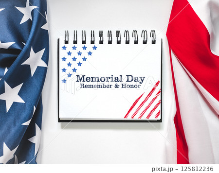 Memorial Day. American Flag and congratulatory inscription Memorial Day. American Flag and congratulatory inscription 125812236