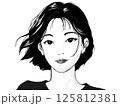 微笑む女性（モノクロモザイク） 125812381