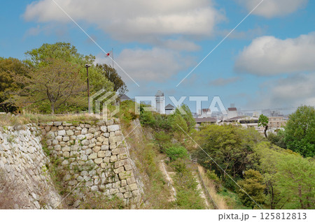 明石天文科学館と明石の街並みを望む東ノ丸石垣 125812813