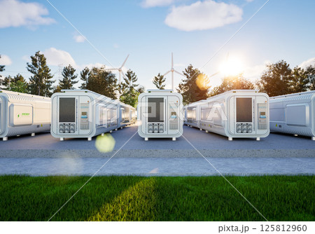 Group of energy storage systems or battery container units 125812960