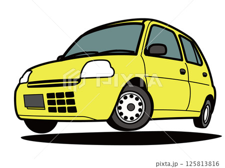 絶版軽自動車　黄色系　ジャンプ　自動車イラスト 125813816