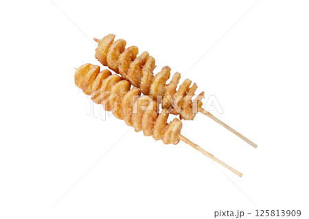 ハリケーンポテト、トルネードポテト【白背景・切り抜き】 ハリケーンポテト、トルネードポテト【白背景・切り抜き】 125813909