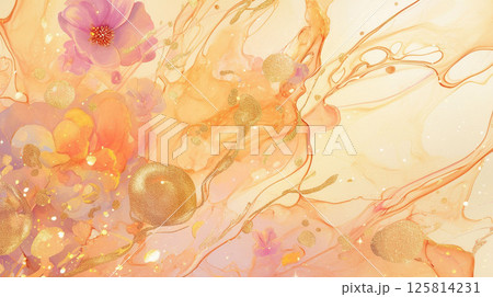 アルコールインクアート 花 水彩 テクスチャ 背景素材 | Alcohol Ink Art 125814231