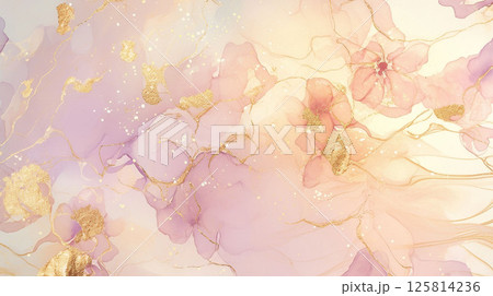 アルコールインクアート 花 水彩 テクスチャ 背景素材 | Alcohol Ink Art 125814236