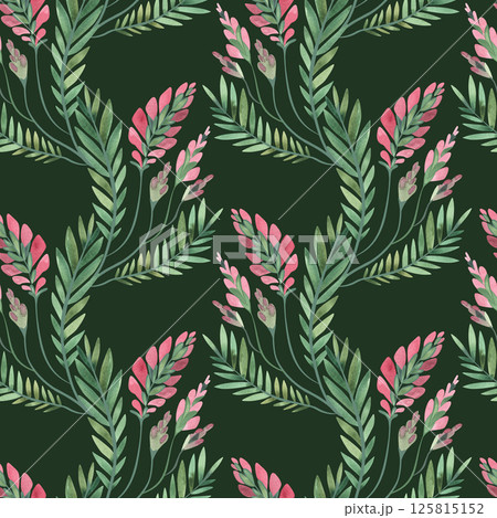 Textile seamless floral pattern with wild grasses and flowers. Design for kitchen home textiles, tablecloths, curtains, bed linen, dress fabrics, wrapping paper. 125815152