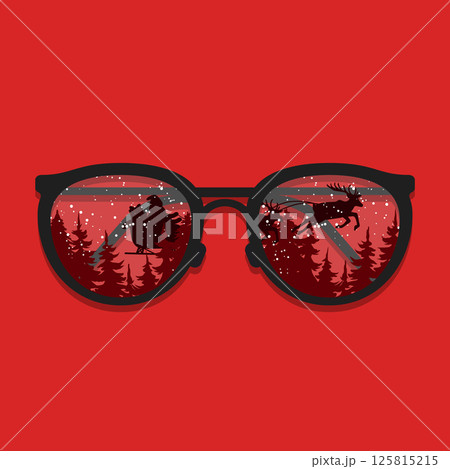 ADS-04Unique Christmas Ad Design. Reflections of Santa in Stylish Glasses 125815215