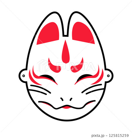 縁取りのある白狐のお面のイラスト 縁取りのある白狐のお面のイラスト 125815259