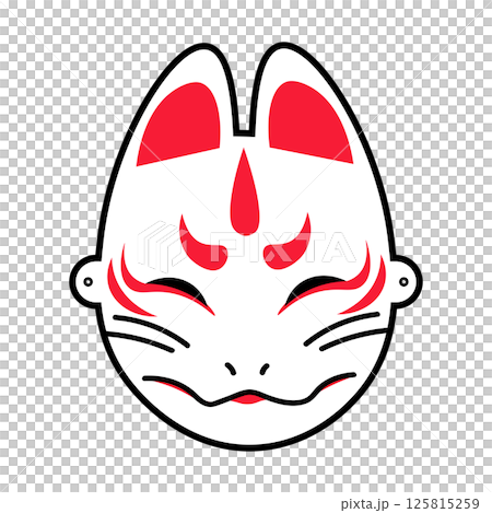 縁取りのある白狐のお面のイラスト 縁取りのある白狐のお面のイラスト 125815259