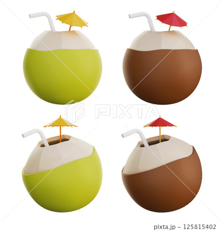 green brown coconut 3D icon image green brown coconut 3D icon image 125815402