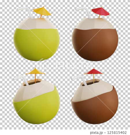 green brown coconut 3D icon image green brown coconut 3D icon image 125815402