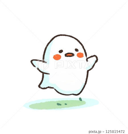 デフォルメ、可愛いおばけのイラスト、アイコン、素材、背景なし 125815472