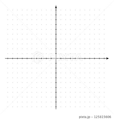 Cartesian coordinate system in two dimensions on white graph paper with dots 125815606