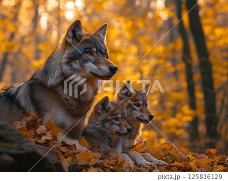 Wolf Cubs Frolic with Careful Eyes Watching Wolf Cubs Frolic with Careful Eyes Watching 125816129