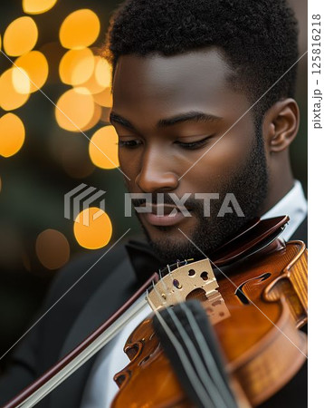Dynamic Jazz Violinist Under Lights Dynamic Jazz Violinist Under Lights 125816218