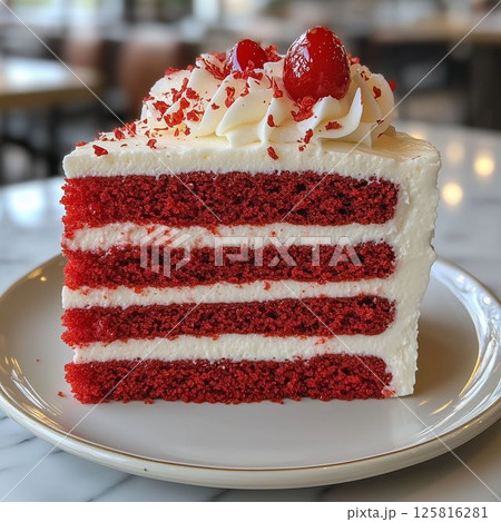 Gourmet Red Velvet Cake Macro Shot 125816281