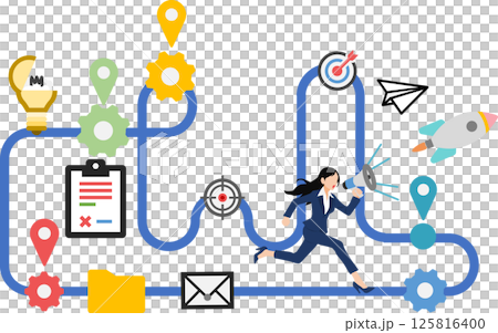 實現目標的路線圖插圖 125816400