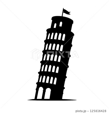 ピサの斜塔の美しいシルエット ピサの斜塔の美しいシルエット 125816428
