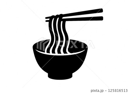 美味しそうなうどんのシルエット 125816513