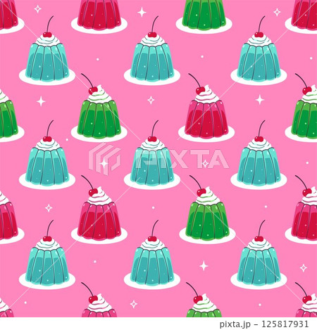 Seamless pattern with jelly pink, green and blue colors. Vector graphics 125817931