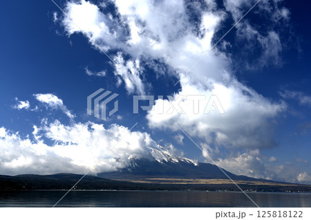 2月、朝の富士山 (撮影地：山中湖、山中湖交流プラザ きらら付近) 125818122