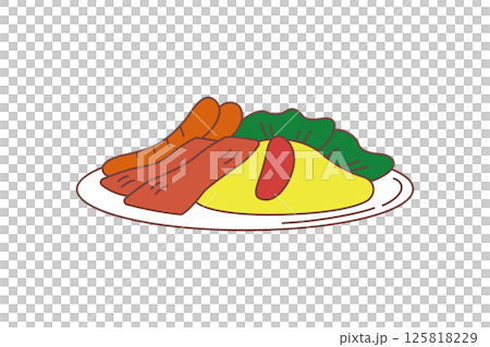 洋食　オムレツ　ベーコン　セット 125818229