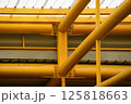 Modern Translucent Roof Structure with Yellow Steel Beams 125818663