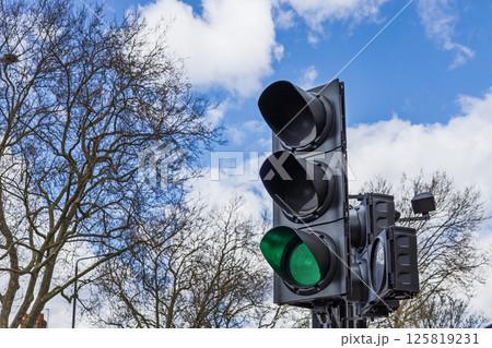 Traffic light displaying green signal 125819231
