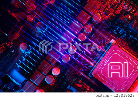 AI Data Stream: Binary Circuit Board AI Data Stream: Binary Circuit Board 125819628
